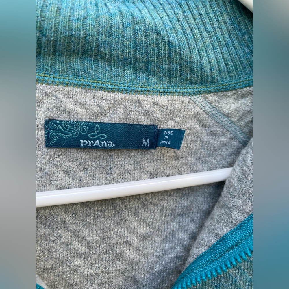 Prana Blue and Green Women's Cowl Sweater - Picture 2 of 4
